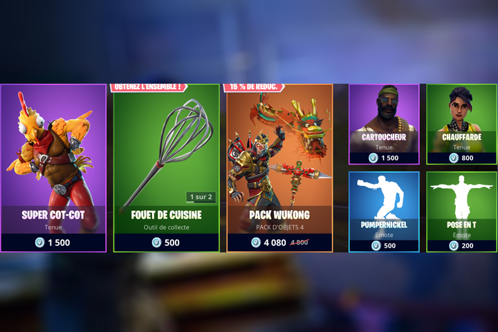 Boutique Fortnite 23 novembre